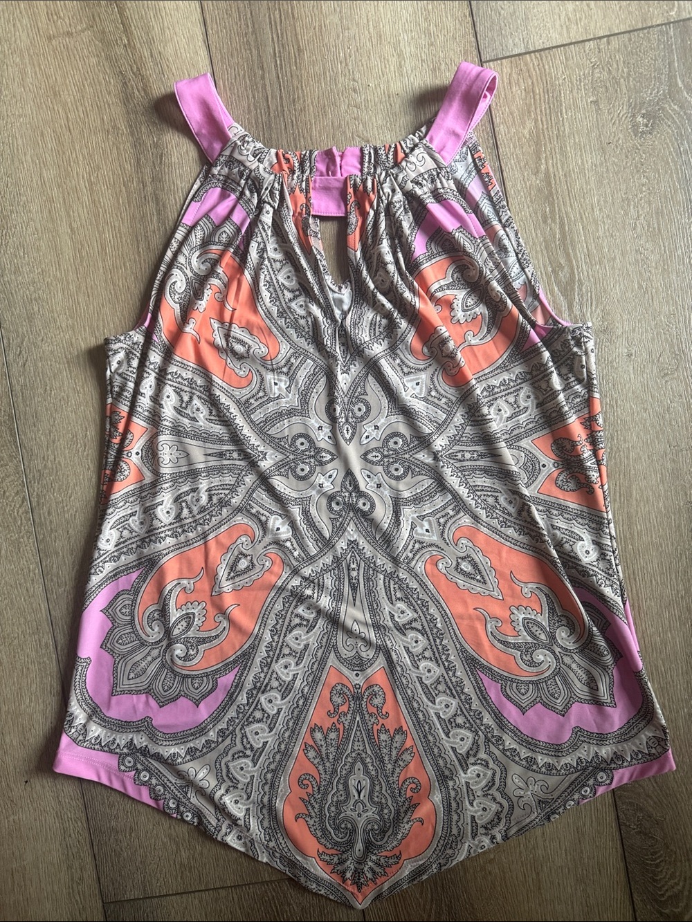 INC Paisley Print Halter Top in Coral & Pink